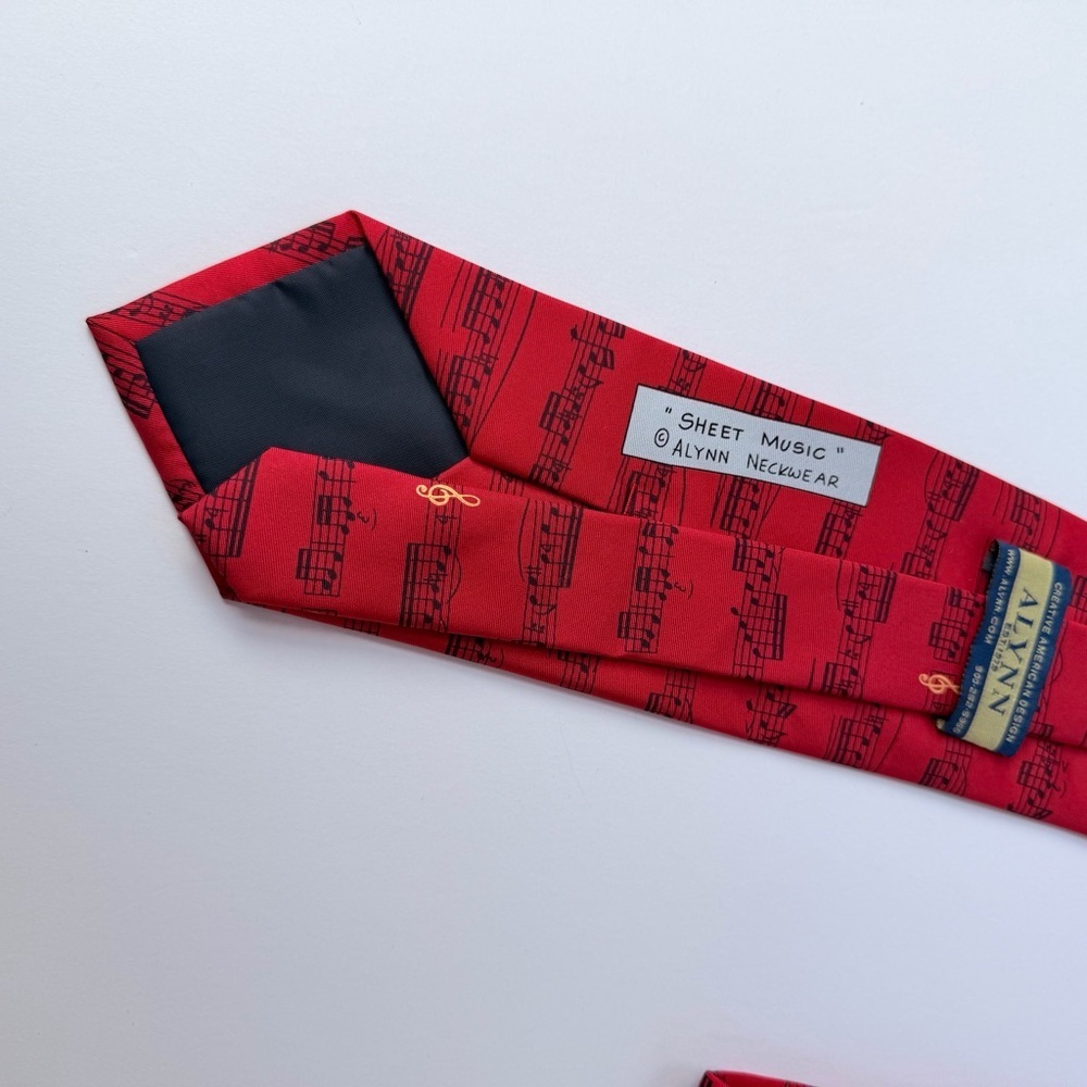 Men’s Creative American Design Alynn Sheet Music Silk Necktie - Picture 4 of 6
